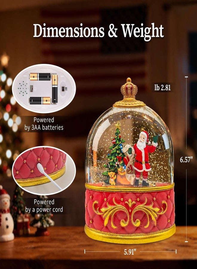 كرة ثلجية موسيقية على شكل بابا نويل - كرات ثلجية بلاستيكية مضيئة لعيد الميلاد مزودة بأضواء LED وبريق متلألئ، مزينة بشخصية بابا نويل مرسومة يدويًا تعزف 8 أغاني احتفالية، هدية للكبار والصغار - Image 4